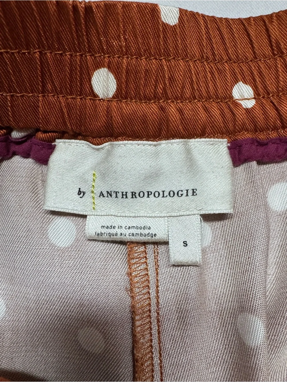 Anthropologie Rust Brown Polka Dot Wide-Leg Jumpsuit